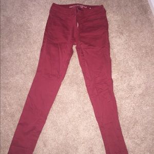 American Eagle Red Stretch Skinny Jeggings